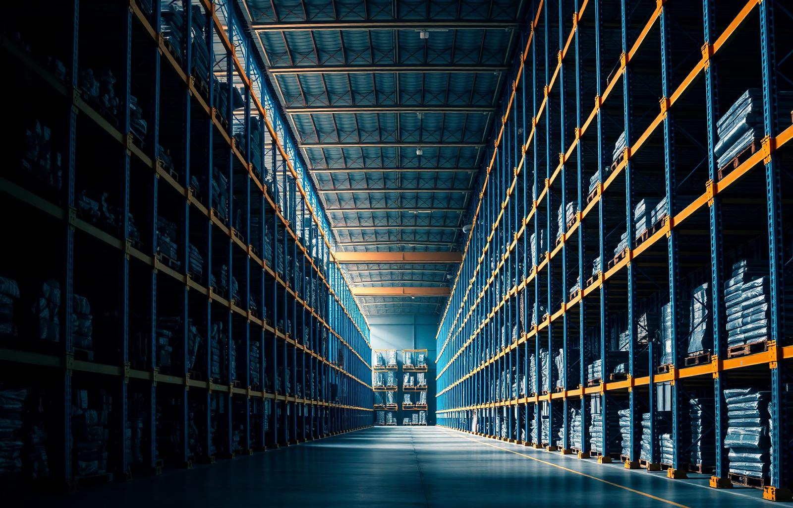 Industrial warehouse filled with pallet racking systems